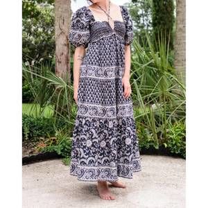NEW SEA jasper border tiered dress in multi